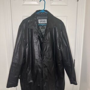 Pelle Studio Men's Dark Leather Trench Coat